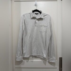 VINCE. Wool Relaxed Long Sleeve Polo- Gray (size L)